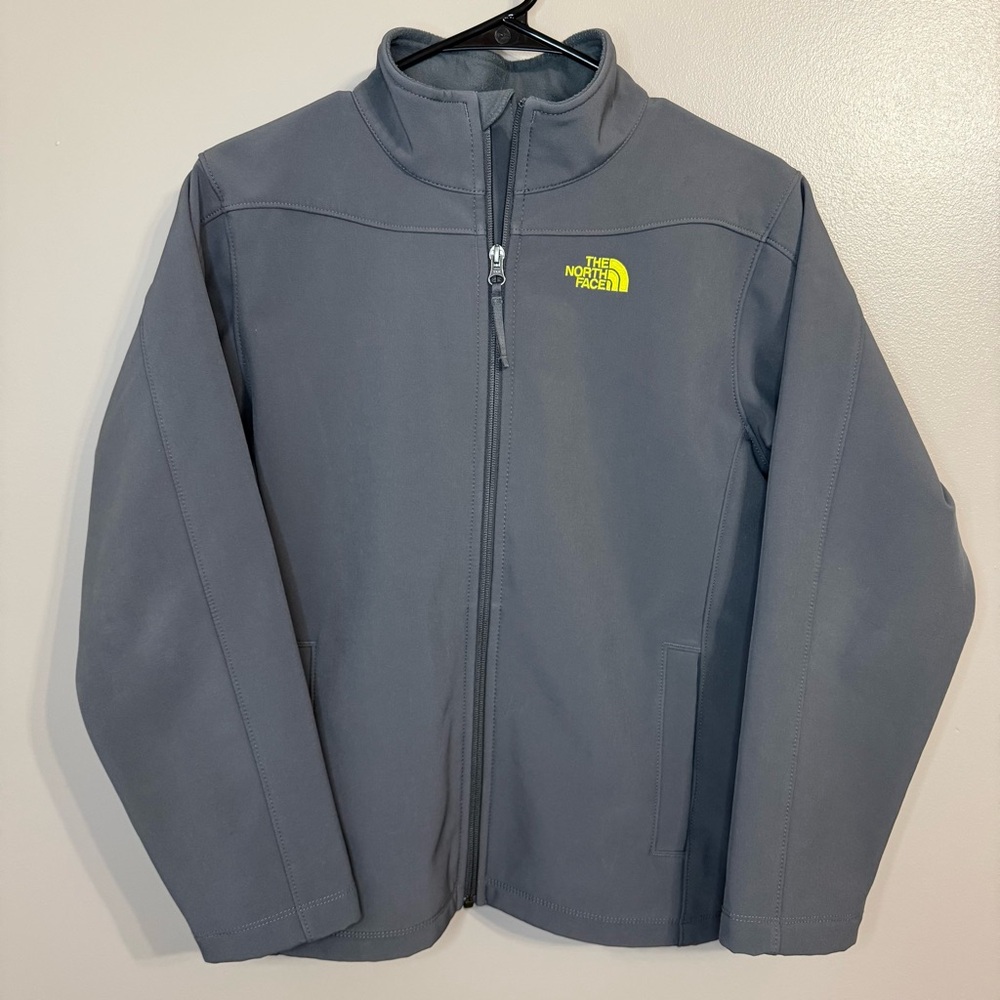 The North Face Grey Zip Soft Shell‎ Fleece Lined Jacket Boys Youth L (14-16)